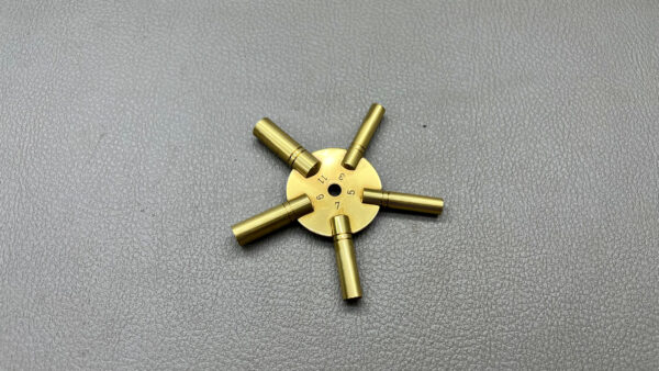 Brass Clock Key In Sizes 11. 9. 7. 5. And 3 Squares In New Condition