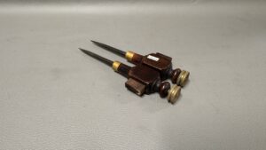 Early Timber Abd Brass Trammels, 6" Long, Brass Knurles And Caps
