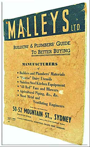 Malleys Ltd Builders' And Plumbers' Guide To Better Buying Catalogue, 1938 Edition, 64 Pages, 287X222Mm.
