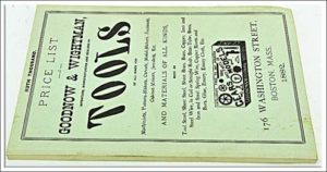 Goodnow & Wightman 1882 Reprint By Mid West Tool, For Machinists, Pattern Makers, Carvers, Jeweler's Cabint Makers, 112 Pages.