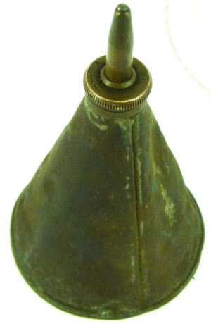 Rega Oil Can, A Few Dents. 4" Long With 2 1/2" Round Base