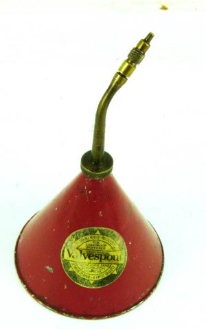 Valvespout Vintage Oil Can With Decal And Brass Spout, Some Little Dents.