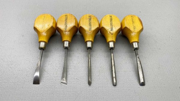 Millers Falls Palm Calving Chisels Set Of Five Made In USA In Good Condition