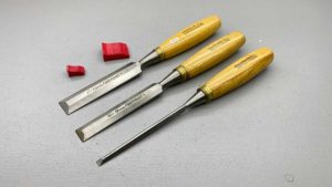 Footprint England 3Pc Bevel Edge Chisel Set as new in sizes,  25, 19, 6mm