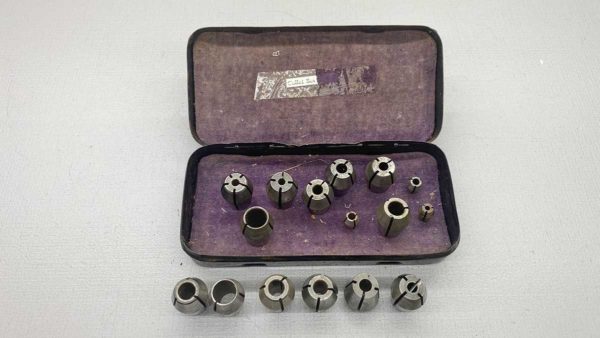 15 Piece Collet Set In Metal Box In Good Condition