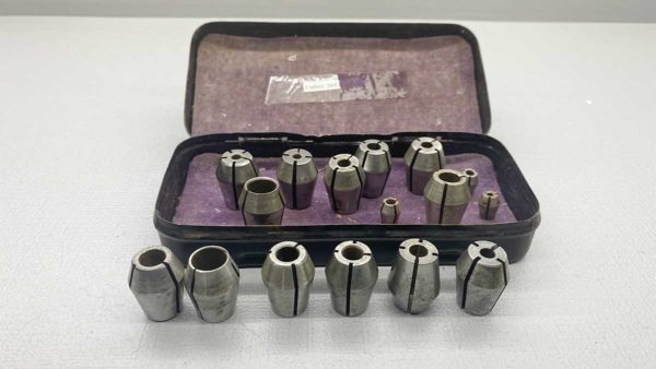 15 Piece Collet Set In Metal Box In Good Condition
