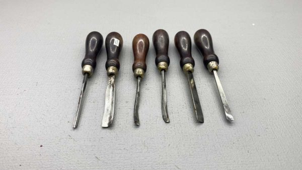 Carving Chisel Set With Rosewood Handles In Good Condition