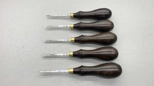 Five Leather Edgers With Ebony Handles