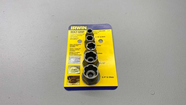 Irwin 5pc 3/8" Dr Bolt Grip Socket Set As New Condition, 8,10,13,11/16,25mm