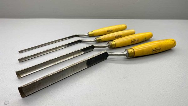 Marples Cranked Boxwood Pairing Chisels Sizes, 1"- 5/8"- 3/8" and 1/4" In Top Condition