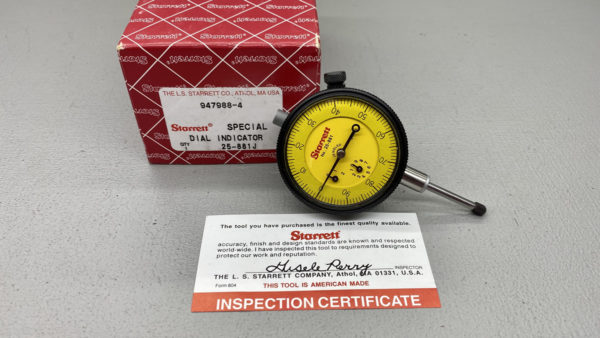 Starrett Dial Indicator Special No 25-881 As New Condition