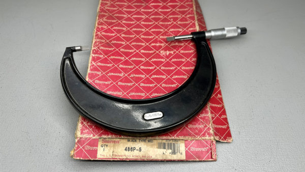 Starrett Blade Type Micrometer No 486P-5 Range 4-5" .001" Grad. In Top Condition IOB 
