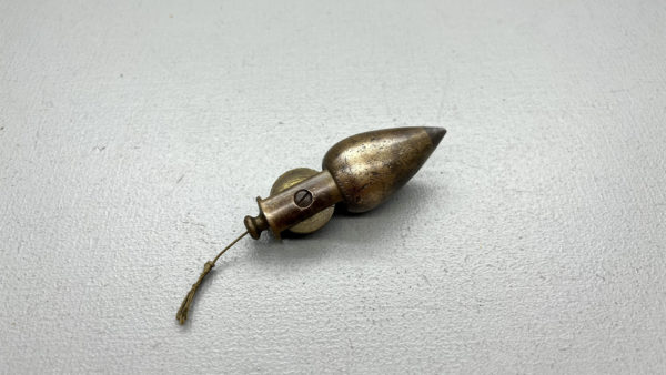 Vintage Plumb Bob In Brass With Internal Wheel In Good Condition - Uncleaned