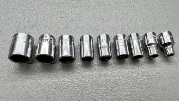 Snap On 1/4 Drive Loose Sockets In Good Condition See pictures for sizes Thanks...