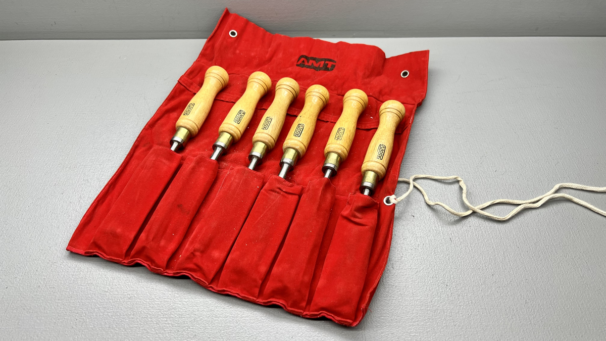 Set of 6 AMT Wood Carving Chisels with Red Pouch Woodworking Tools