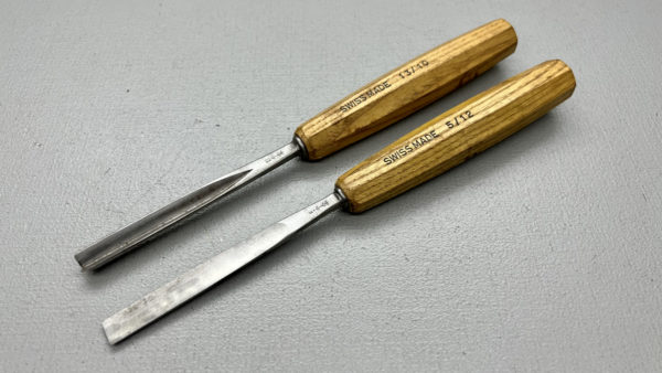 Swiss Made Chisels 12mm Gouge & 10mm V Groove In Good Condition