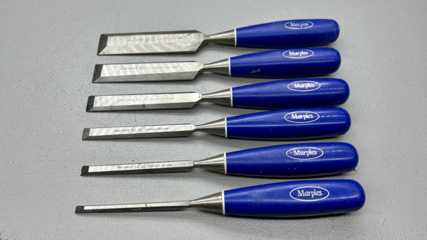 Marples Blue Chip Chisel Set In Good Condition Sizes - 32mm 25 19 13 10 and 6mm
