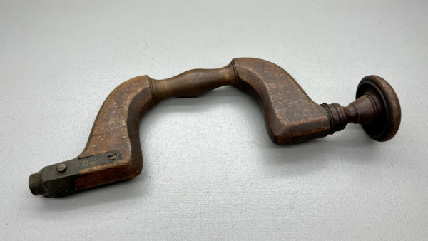 Early Timber And Brass Hand Brace In Good Condition - Uncleaned