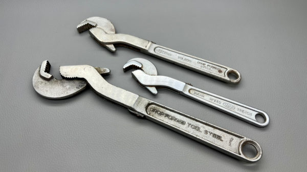 Set Of Three Self Grip Wrenches In Sizes 12" Minimax, 10" Toledo, 8" Top In Good Condition
