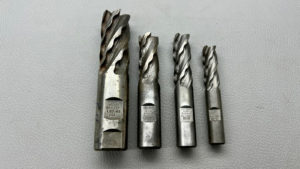 Weldon USA 4 Piece End Mill Set Sizes As Pictured In Good Condition