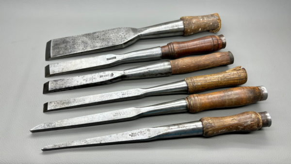 Mortice Six Piece Chisel Set In Ward & Sorby 2" - 1" - 3/4" - 5/8" - 3/8" and 1/4"