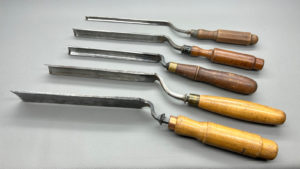 Pattern Makers Bent Long Gouge Chisels Buck 1 1/2" Buck 3/4" Deep Gouge Marples 1" & 3/8" and Barton 3/4" standard 330mm to 385mm Long