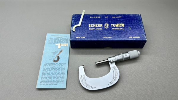 Scherr Tumico USA 1 - 2" Micrometer .0001" Grad No 192-LRTV  New Old In The Box
