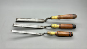 Barton Cranked Gouge Chisels Made In England 1 1/4" - 7/8" and 1/2" In Good Condition