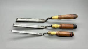 Barton Cranked Gouge Chisels Made In England 1 1/4" - 7/8" and 1/2" In Good Condition