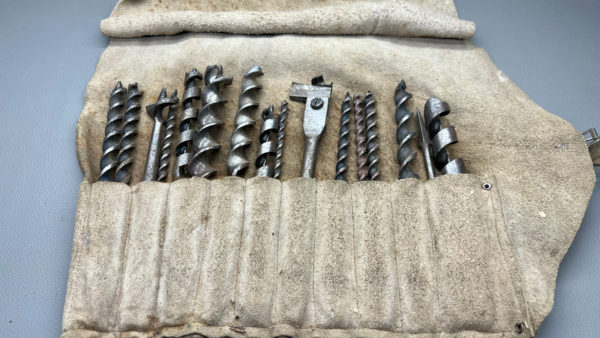 Drill Bits Various In Leather Roll Bag Mainly Stanley Bits