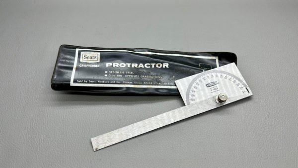 Craftsman No 9-4029 Protractor Stainless Steel 0 - 180 Opposite Graduations In Good Condition