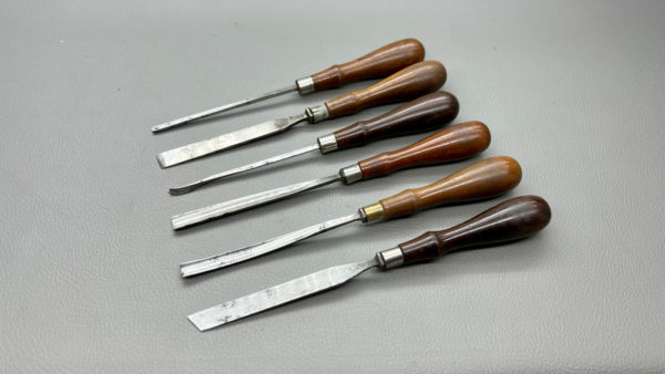 Set Of Six Hand Chisels 8" Long In Good Condition