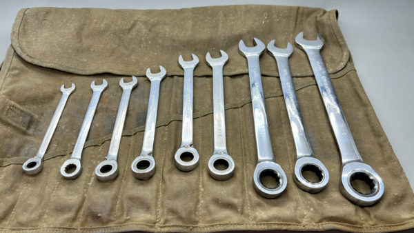 Gearwrench USA Spanner Set In Tool Wrap Open End & Ratchet Ring Sizes 15/16,3/4,13/16,3/4,11/16,5/8,9/16,1/2,7/16"