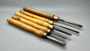 Vintage Woodturning Chisel Set Of Five Good Long Solid Handles