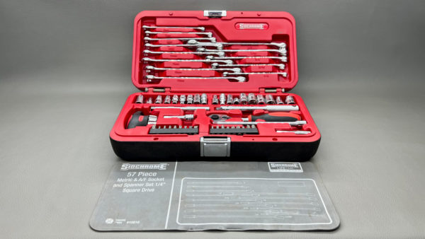 Sidchrome 57pc Metric/AF Socket & Spanner Set 1/4" Square Drive, In Top Condition
