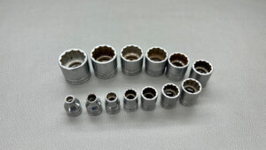 Snap On F Series 3/8" Drive Sockets 13 piece In Good Condition Sizes shown in picture...