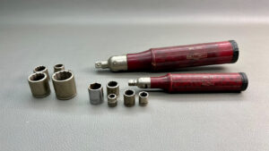 Hallowell Socket Wrench Kit Including 3/8 & 1/4" Drive Sockets In Good Condition Sockets slide into Handle