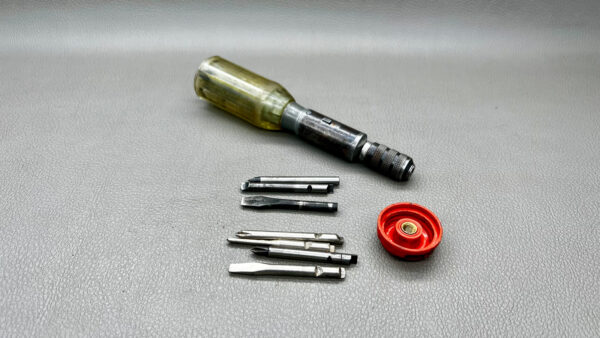 Ratchet Screwdriver With Various Bits Manual Pump Bits Located In Handle 6 3/4" Long