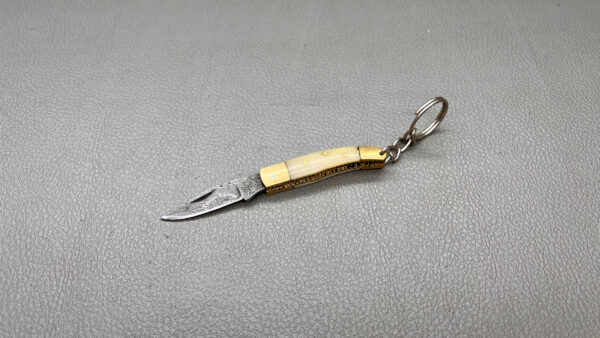 Texan Knives USA Damascus Steel Folding Pocket Knife Bone Handle 1 1/2" Blade In Good Condition