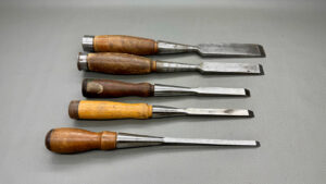 Set Of Five Mortice Chisels Good Size Range - 1" - 3/4"- 7/8" - 3/8" and 1/4"