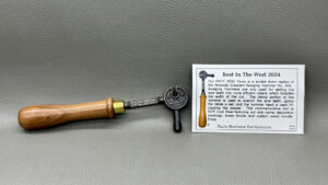 Swaging Hammer No 346 Sawset - Pacific Northwest Tool Collectors Replica In As New Condition This is a commemorative tool 1025 Cast Steel Engraved Decorative Markings Brass Ferrule & Custom Wood Handle