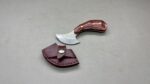 Damascus Crescent Knife With Leather Sheath 2 1/2" Edge Beautiful Handle In Top Condition 