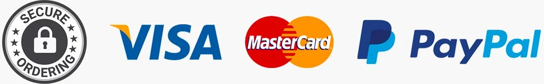 Secure ordering. We accept Visa, Mastercard and PayPal